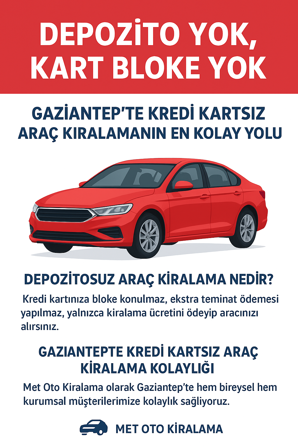 Depozito Yok, Kart Bloke Yok Gaziantep te Kredi Kartsız Araç Kiralama  Met Oto Kiralama